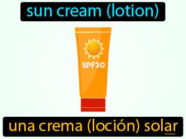 una crema locion solar Simple Definition